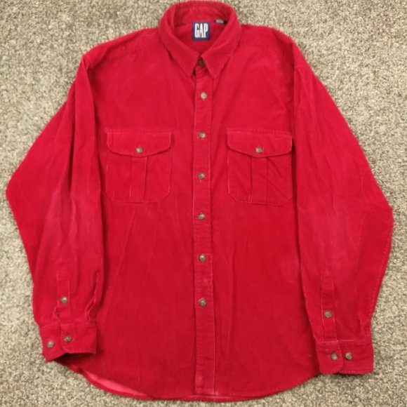 GAP Other - Vintage GAP Shirt Corduroy Long Sleeve Button Down Red Mens XL